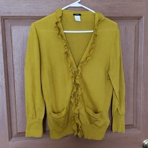 J.Crew Ruffle Cardigan in Mustard Yellow